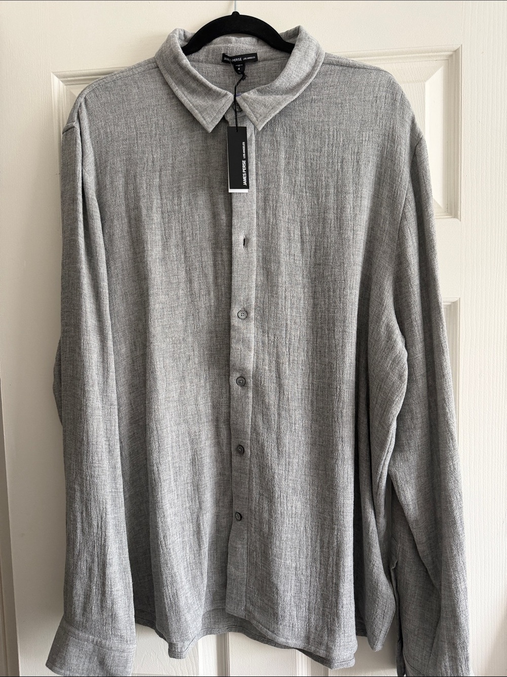 James Perse Light Gray Long-Sleeve Button-Down Shirt